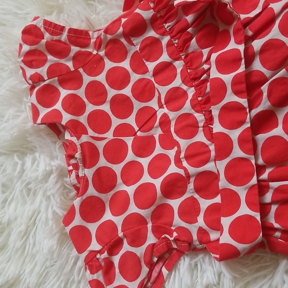 Savannah Red & White Polka Dot A-Line Cap Sleeve Belted Baby Girl Dress - Picture 6 of 6